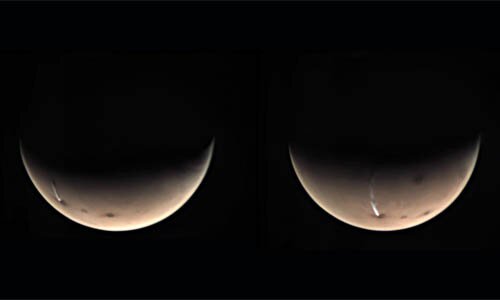 El orbitador Mars Express fotografía una misteriosa nube alargada en Marte